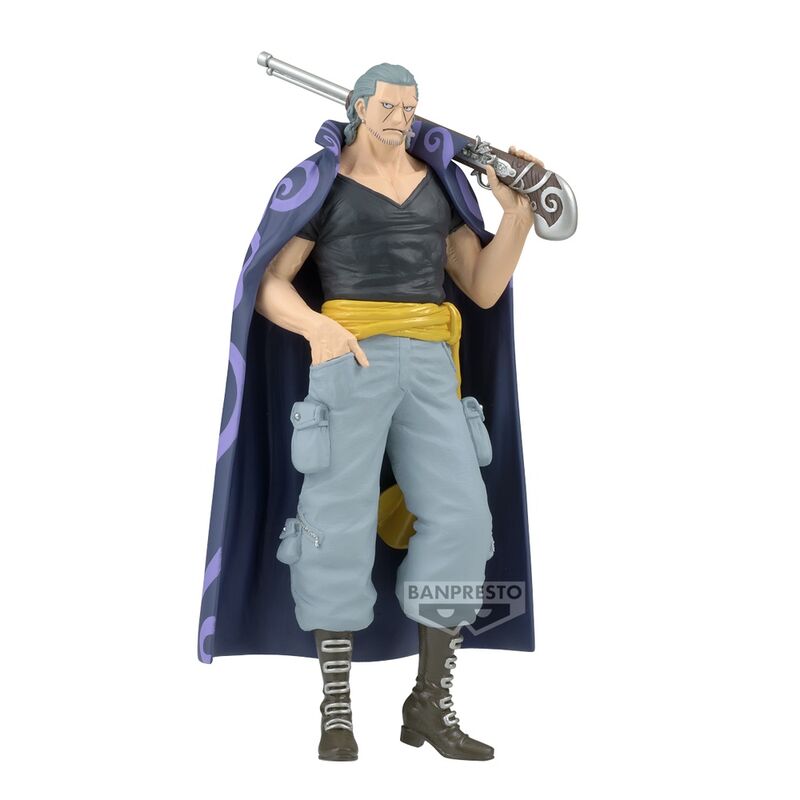 Figura de Benn Beckman de One Piece con capa morada y arma