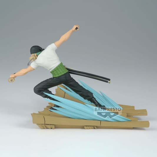 Figura de Roronoa Zoro de One Piece con tres katanas sobre una base de acción - 4
