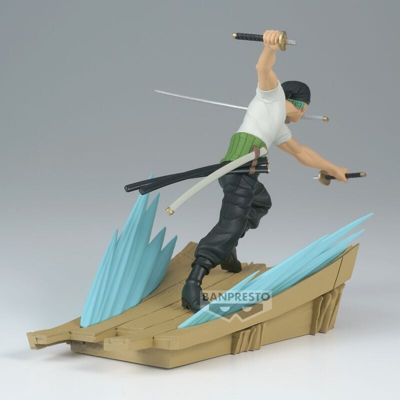 Figura de Roronoa Zoro de One Piece con tres katanas sobre una base de acción - 5