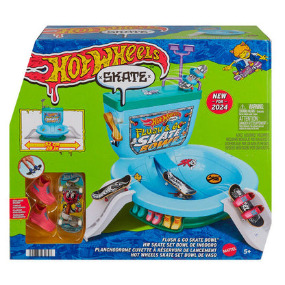 Set Bowl de Inodoro Skate Hot Wheels con monopatín para dedos y zapatillas