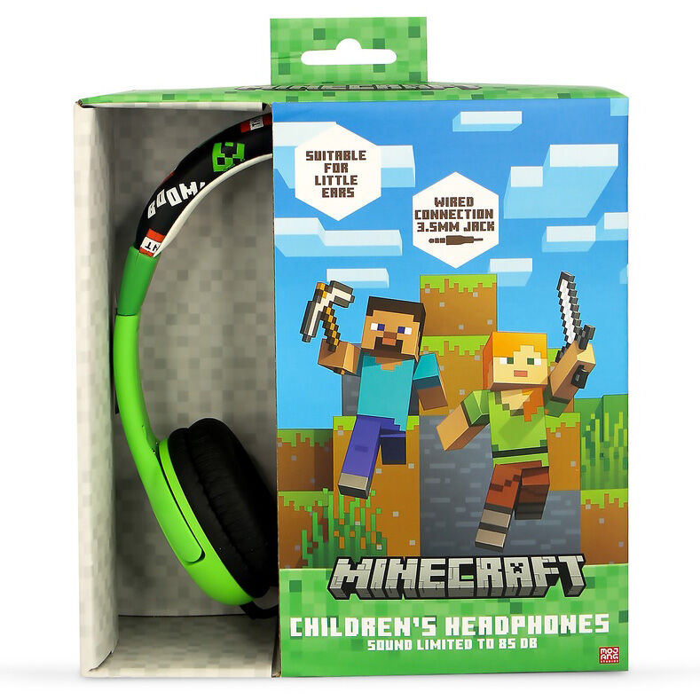 Auriculares infantiles Minecraft verdes y negros con diadema acolchada - 8