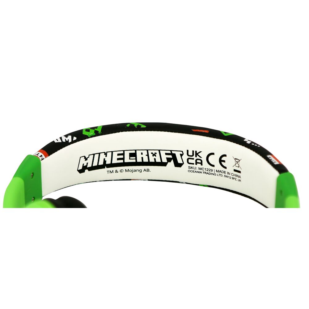 Auriculares infantiles Minecraft verdes y negros con diadema acolchada - 5