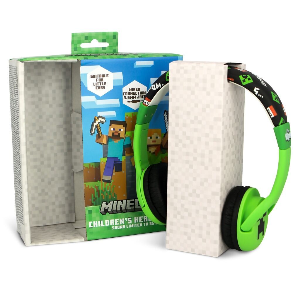 Auriculares infantiles Minecraft verdes y negros con diadema acolchada - 9