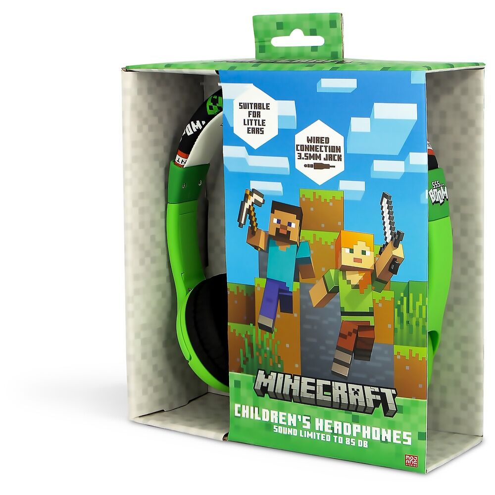 Auriculares infantiles Minecraft verdes y negros con diadema acolchada - 10