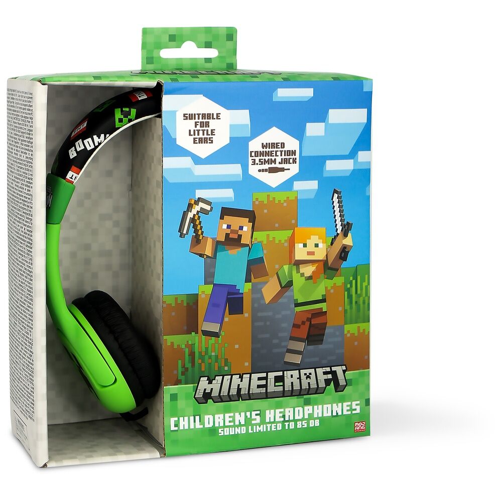 Auriculares infantiles Minecraft verdes y negros con diadema acolchada - 11
