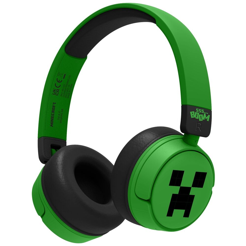 Auriculares infantiles Minecraft verdes y negros con motivo Creeper