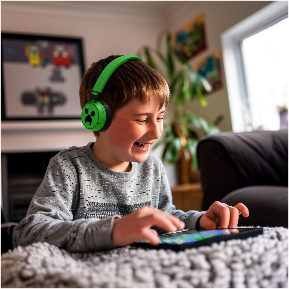Auriculares infantiles Minecraft verdes y negros con motivo Creeper - 6