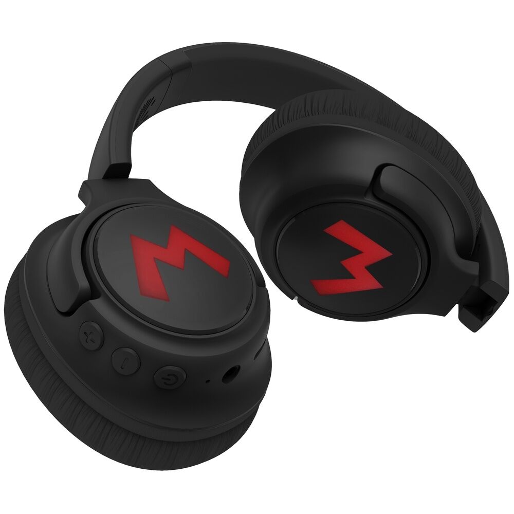 Auriculares inalámbricos negros Super Mario Bros con LED y gráfico rojo - 2