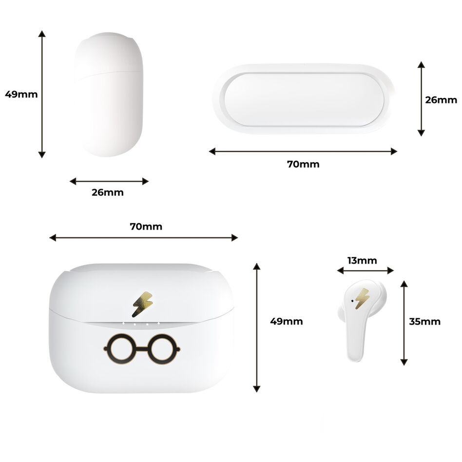 Auriculares inalámbricos TWS Harry Potter blancos con estuche - 7
