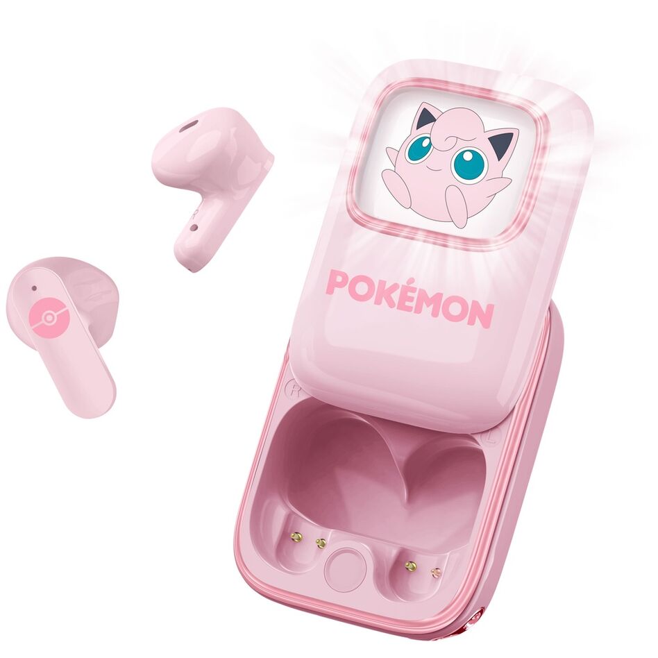 Auriculares inalámbricos TWS rosas de Jigglypuff Pokémon con estuche deslizante