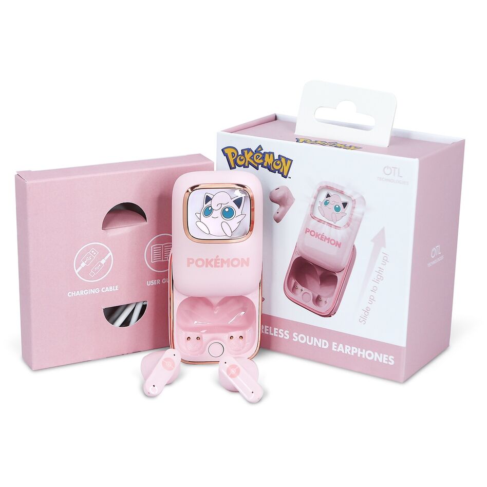 Auriculares inalámbricos TWS rosas de Jigglypuff Pokémon con estuche deslizante - 5