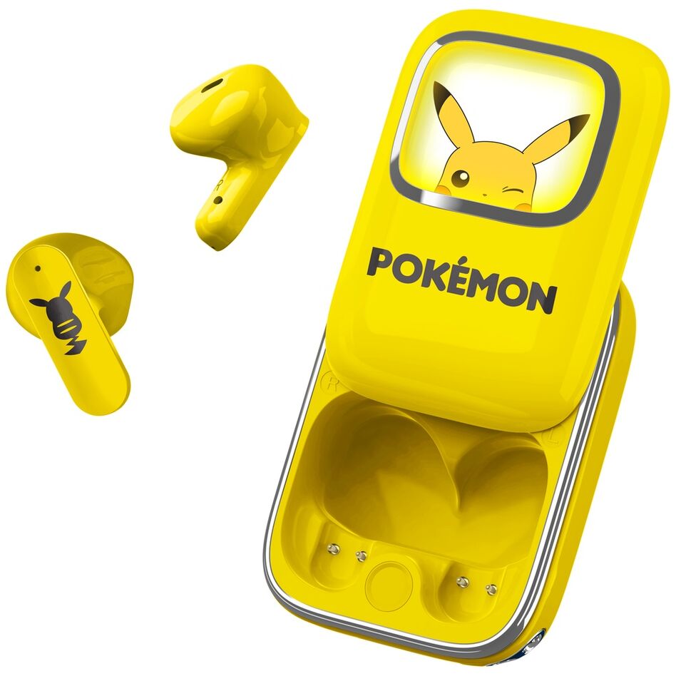 Auriculares inalámbricos TWS Pikachu Pokémon amarillos con estuche de carga