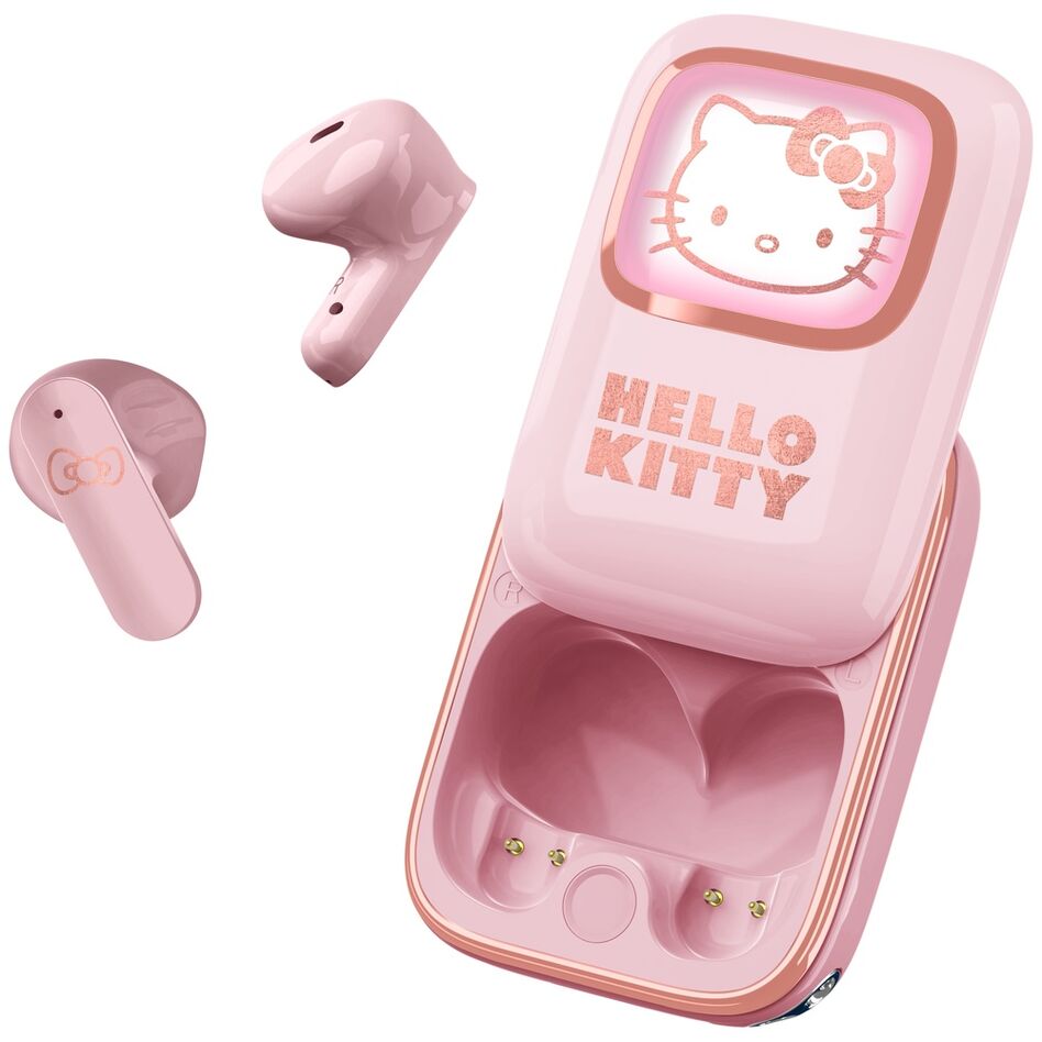 Auriculares TWS rosas Hello Kitty con estuche de carga USB-C