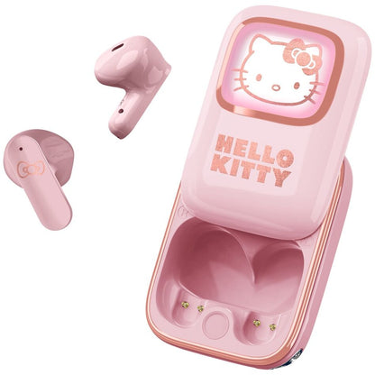 Auriculares TWS rosas Hello Kitty con estuche de carga USB-C
