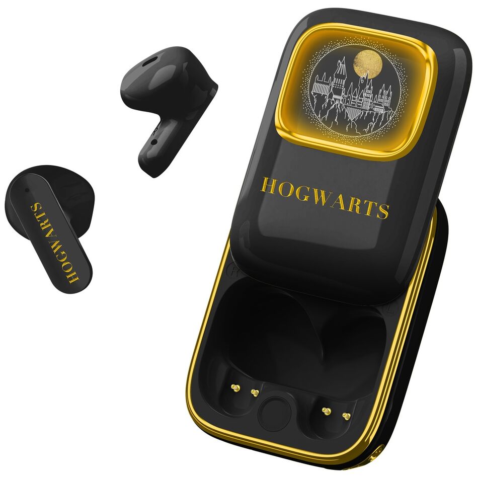 Auriculares inalámbricos TWS Harry Potter Hogwarts negros con detalles dorados