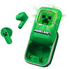 Auriculares inalámbricos Minecraft verdes con estuche deslizante y pantalla LED