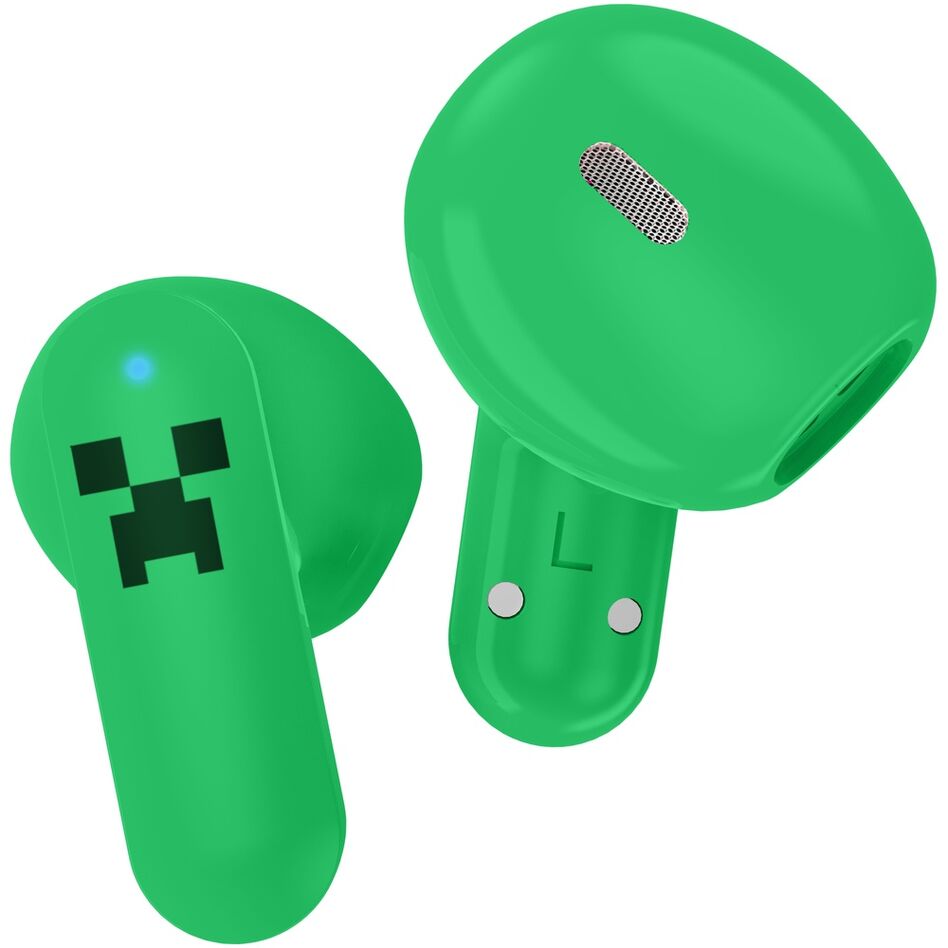 Auriculares inalámbricos Minecraft verdes con estuche deslizante y pantalla LED - 4