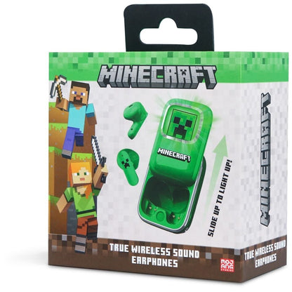 Auriculares inalámbricos Minecraft verdes con estuche deslizante y pantalla LED - 11