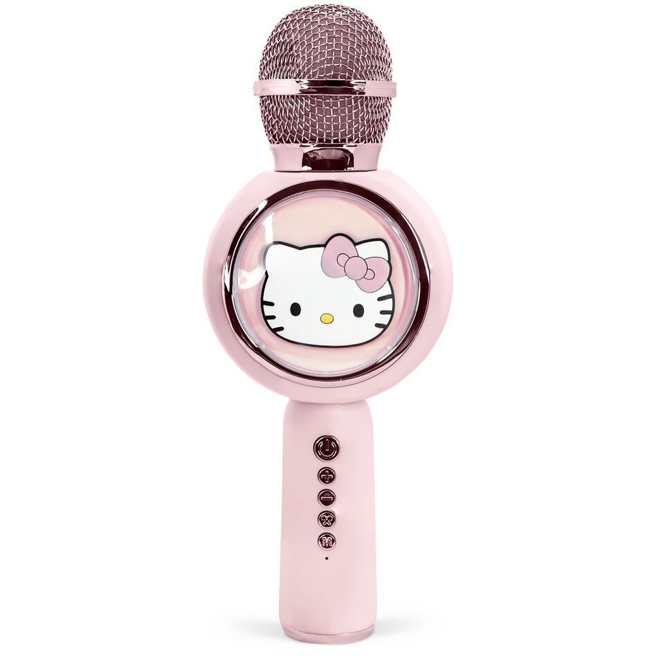 Micrófono altavoz rosa con diseño de Hello Kitty