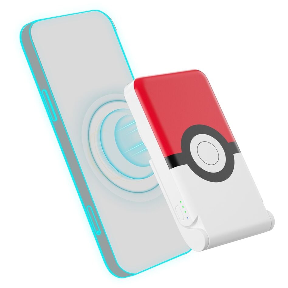 Batería externa magnética Pokémon con diseño de Poké Ball y soporte