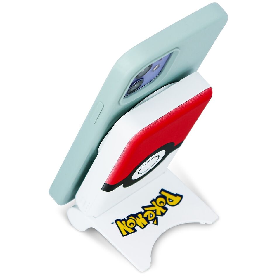 Batería externa magnética Pokémon con diseño de Poké Ball y soporte - 5