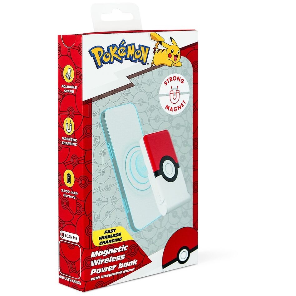 Batería externa magnética Pokémon con diseño de Poké Ball y soporte - 7