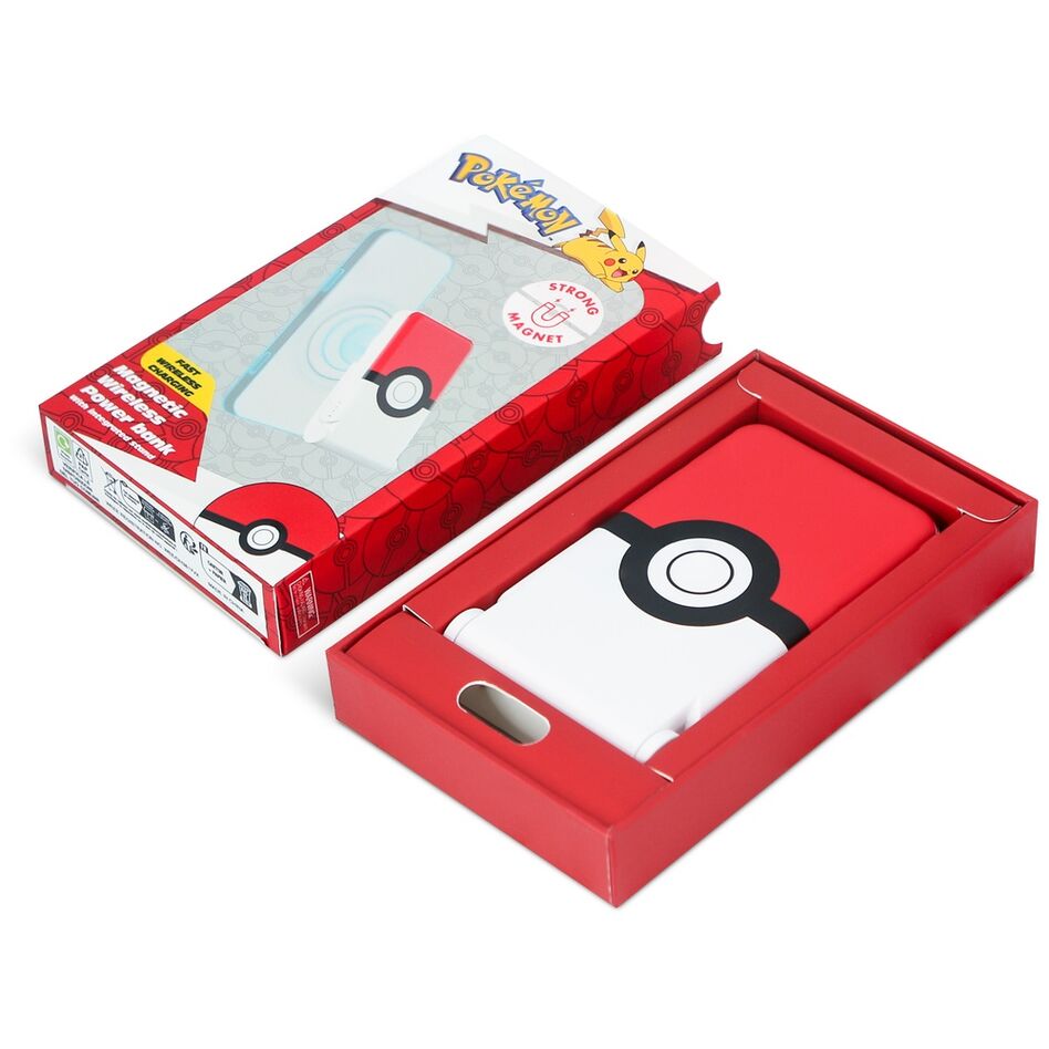 Batería externa magnética Pokémon con diseño de Poké Ball y soporte - 3