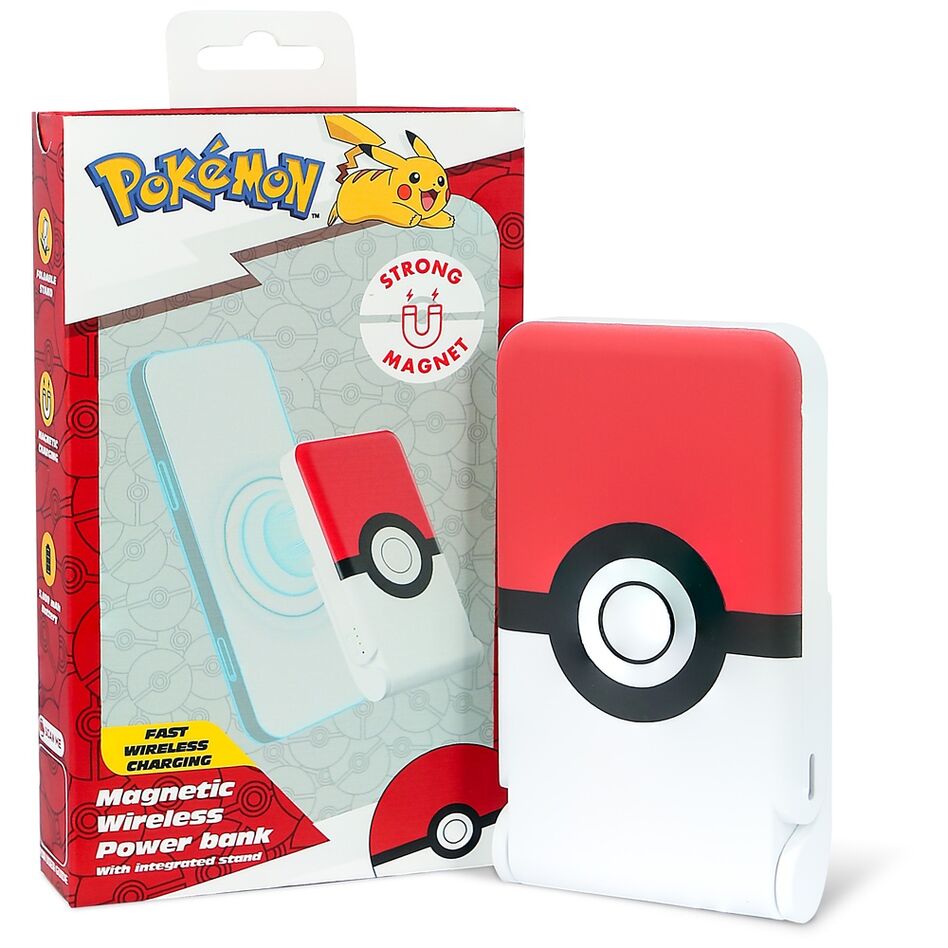 Batería externa magnética Pokémon con diseño de Poké Ball y soporte - 9