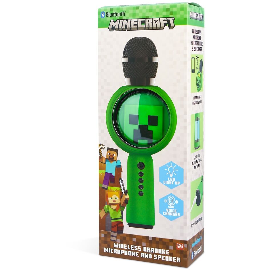 Micrófono altavoz verde Minecraft Creeper con iluminación LED - 11
