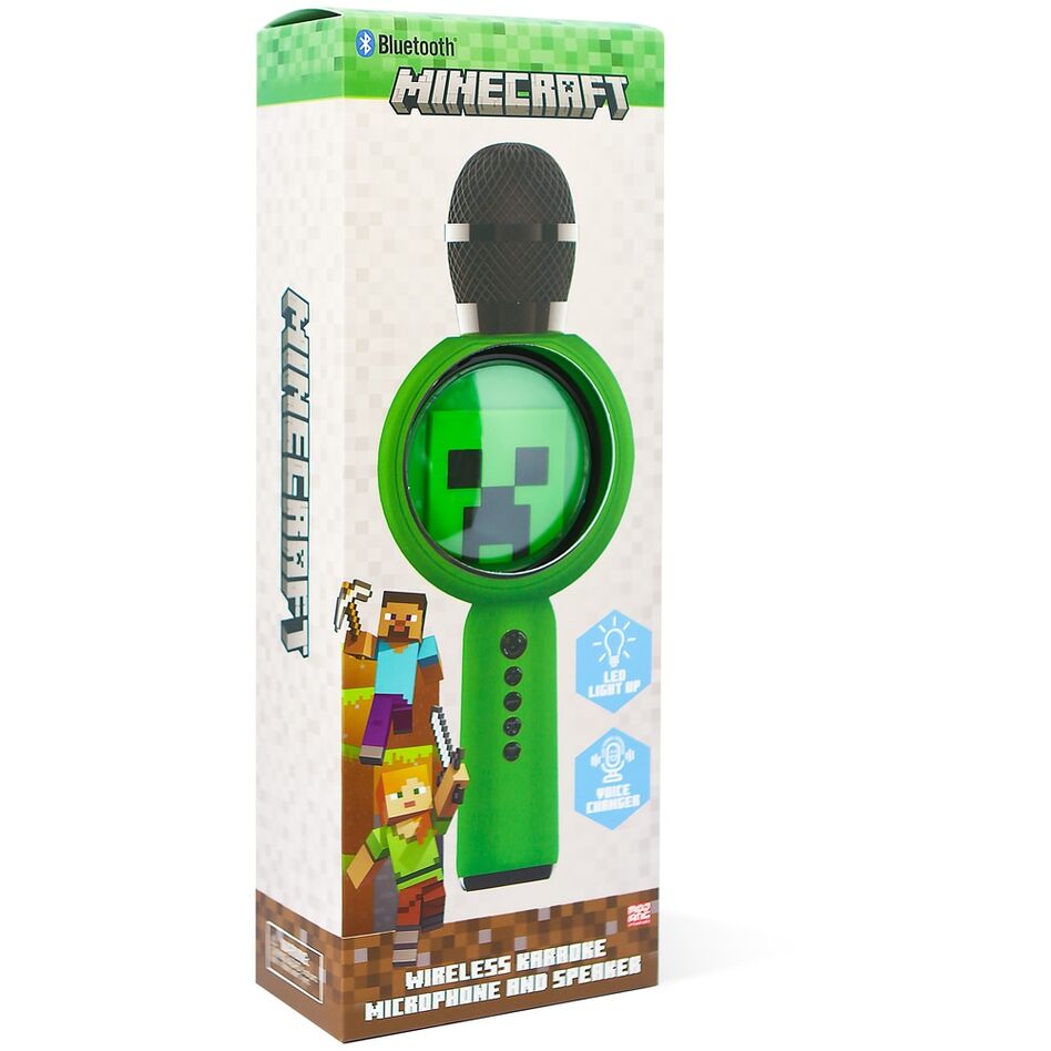 Micrófono altavoz verde Minecraft Creeper con iluminación LED - 12