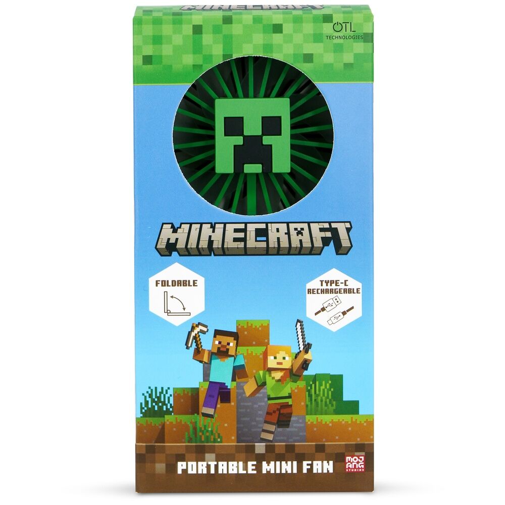 Mini ventilador plegable portátil verde de Minecraft - 4