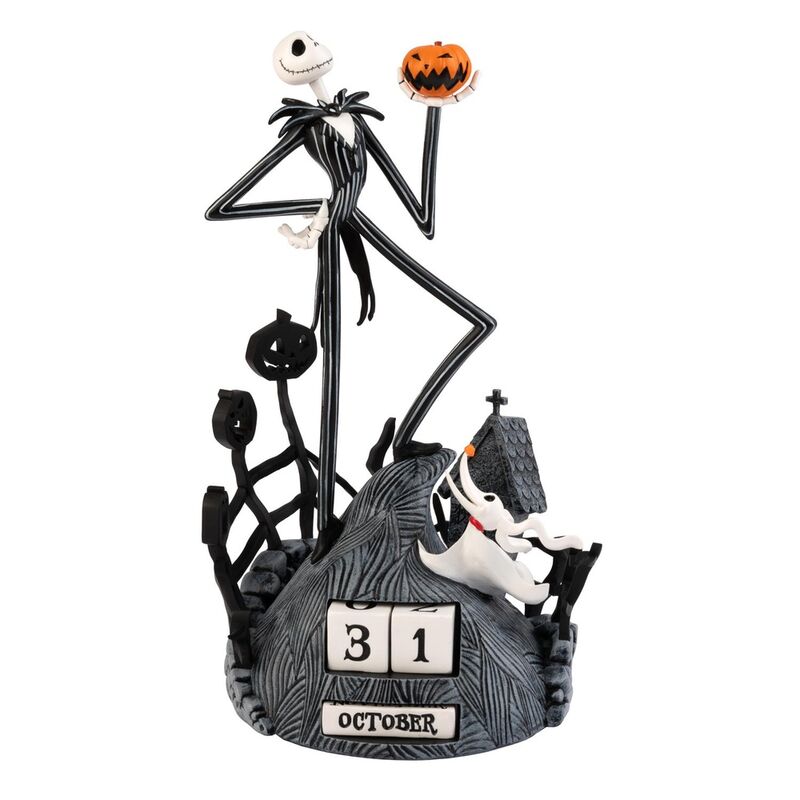 Calendario perpetuo 3D de Jack Skellington con Zero y calabazas