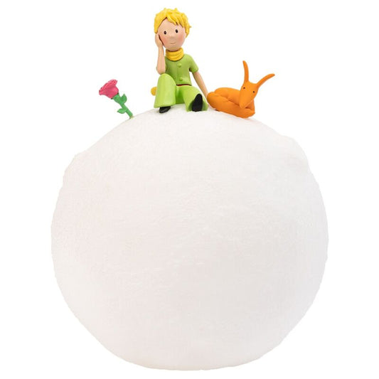 Lámpara 3D de El Principito sobre una Luna blanca
