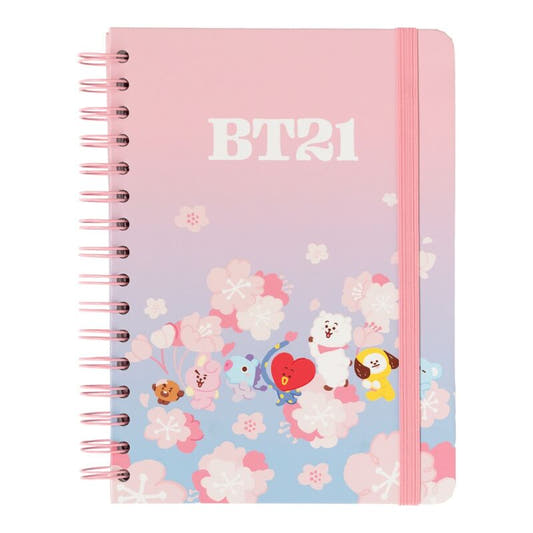 Cuaderno A5 Sakura BT21 ERIK rosa y azul con flores