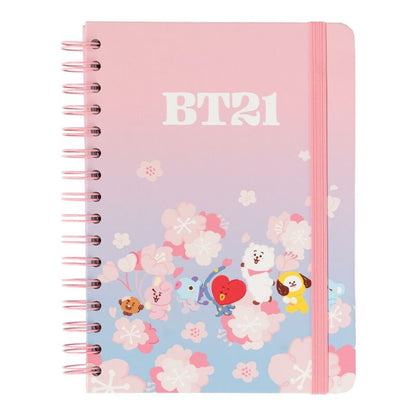 Cuaderno A5 Sakura BT21 ERIK rosa y azul con flores