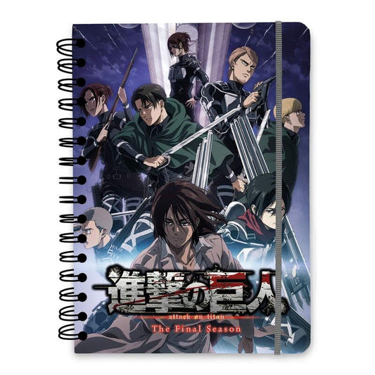 Cuaderno A5 ERIK de Attack on Titan The Final Season con portada de personajes