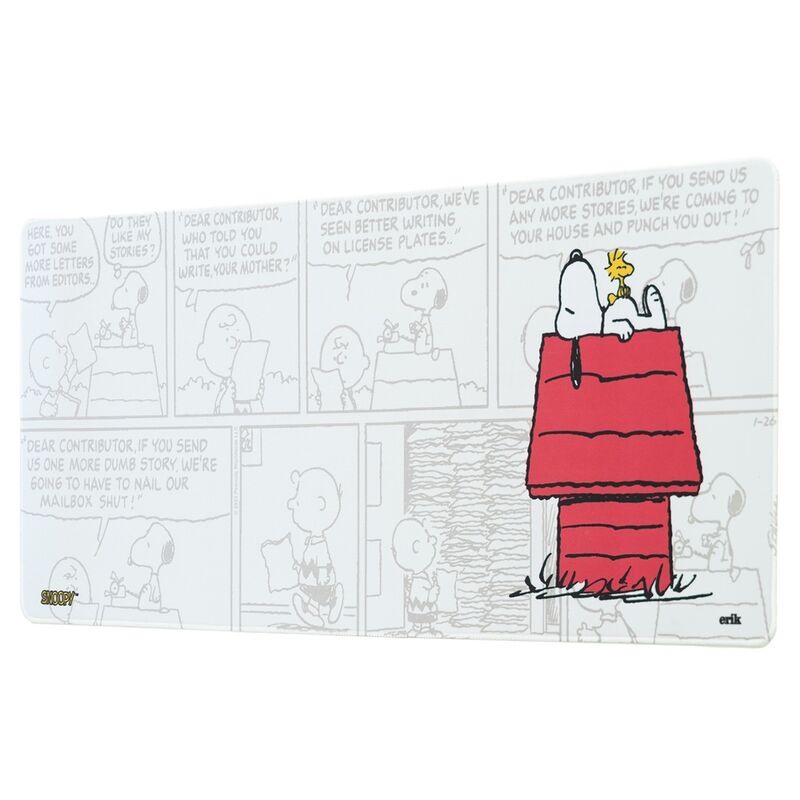Alfombrilla gaming ERIK de Snoopy con viñetas y caseta roja