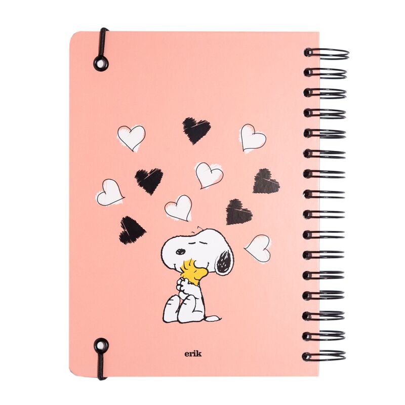Cuaderno A5 rosa de Snoopy con tapa dura y cierre elástico - 2