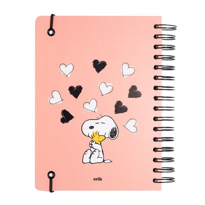 Cuaderno A5 rosa de Snoopy con tapa dura y cierre elástico - 2