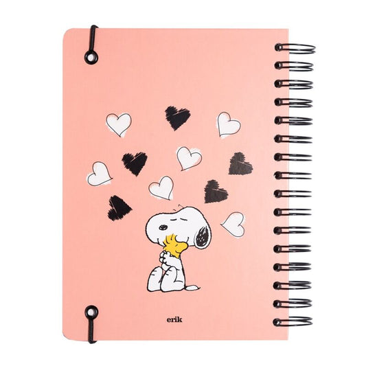 Cuaderno A5 rosa de Snoopy con tapa dura y cierre elástico - 2