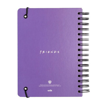 Cuaderno A5 Friends morado con marco amarillo y cierre elástico - 2