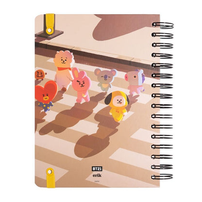 Cuaderno A5 BT21 ERIK con ilustración de personajes y banda elástica amarilla - 2