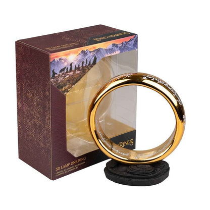 Lámpara One Ring dorada de El Señor de los Anillos sobre base oscura - 2