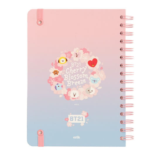 Cuaderno A5 Sakura BT21 ERIK rosa y azul con flores - 2