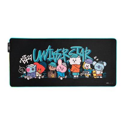 Alfombrilla gaming ERIK BT21 negra con personajes y borde LED RGB - 2