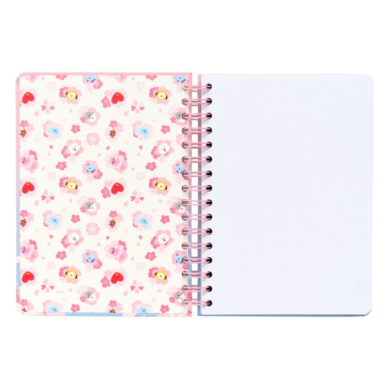 Cuaderno A5 Sakura BT21 ERIK rosa y azul con flores - 3