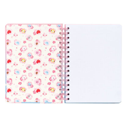 Cuaderno A5 Sakura BT21 ERIK rosa y azul con flores - 3