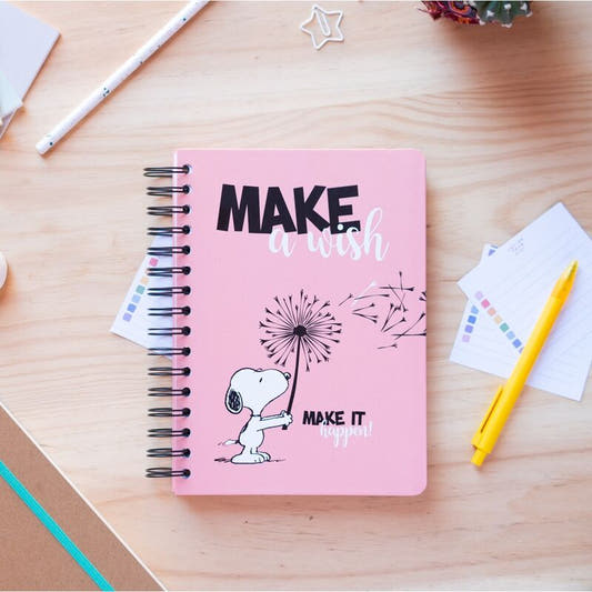 Cuaderno A5 rosa de Snoopy con tapa dura y cierre elástico - 4