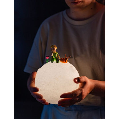 Lámpara 3D de El Principito sobre una Luna blanca - 5