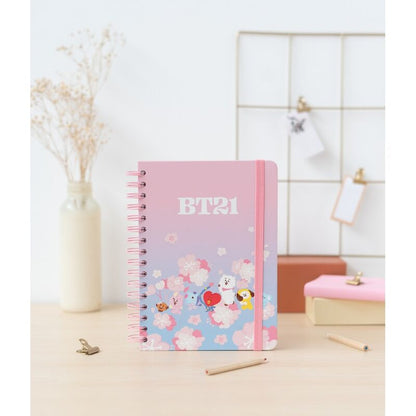 Cuaderno A5 Sakura BT21 ERIK rosa y azul con flores - 5